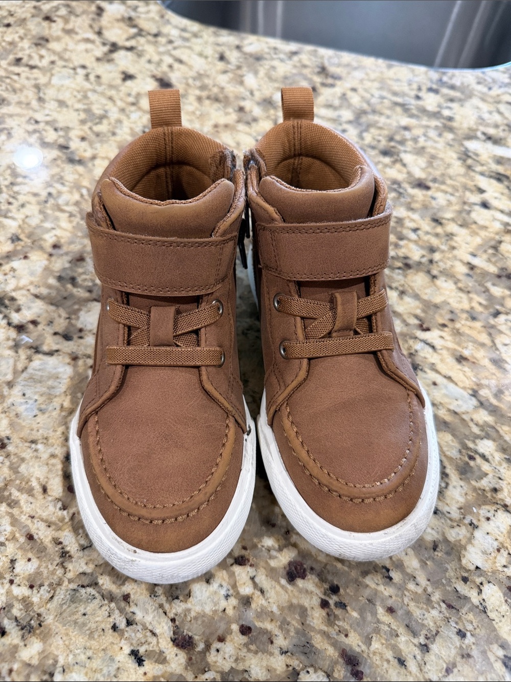 wonder nation Brown High-Top Kids Sneakers with White Soles